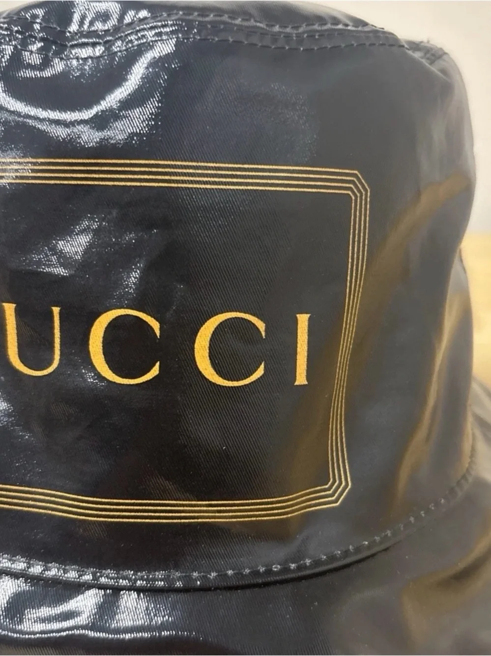Gucci Black Logo-Print Bucket Hat Sz M